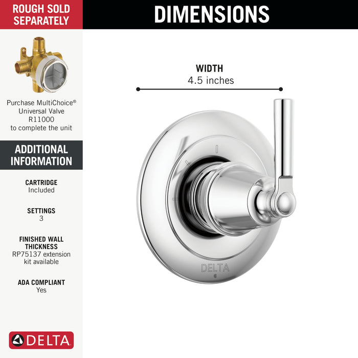 Delta Saylor T11835 3-Setting 2-Port Diverter Trim