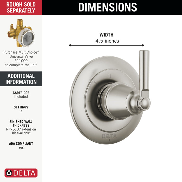 Delta Saylor T11835 3-Setting 2-Port Diverter Trim
