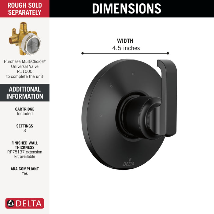 Delta Tetra T11889 3-Setting Diverter Trim