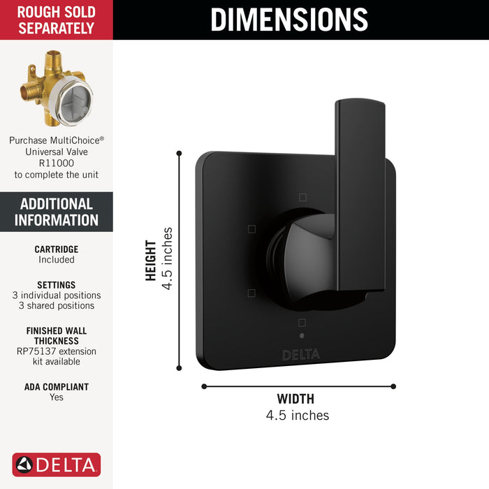 Delta Velum T11937 6-Setting 3-Port Diverter Trim