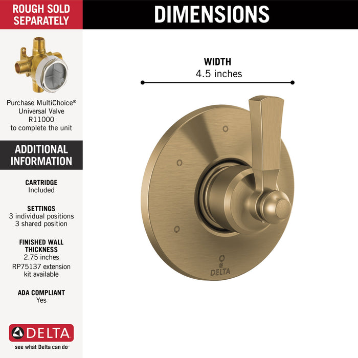 Delta Dorval T11956 6 Setting Diverter Trim