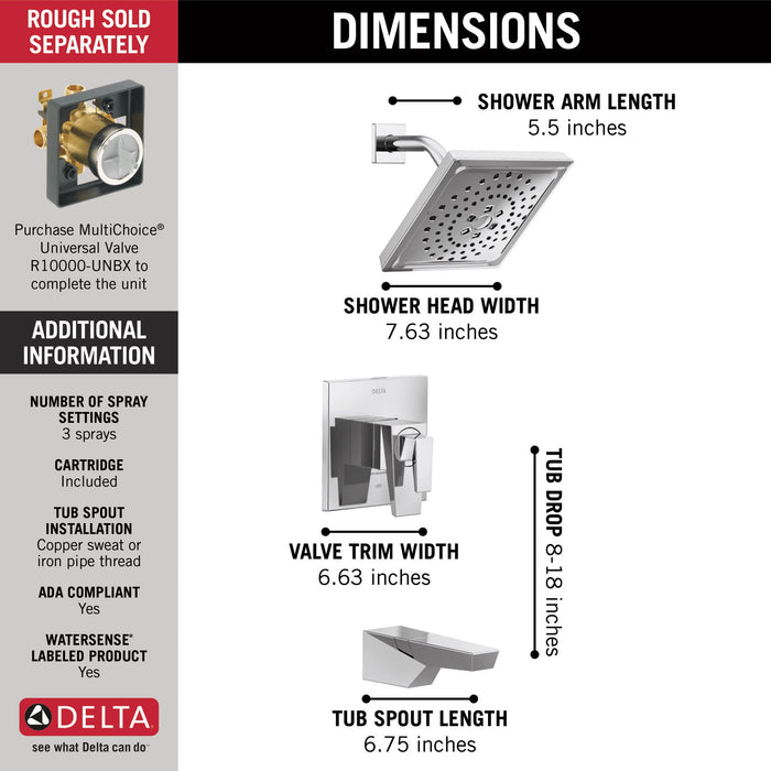 Delta Trillian T17443 17 Series H2Okinetic Tub Shower Trim