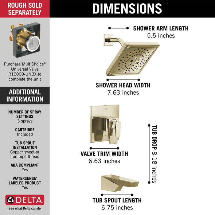 Delta Trillian T17443 17 Series H2Okinetic Tub Shower Trim
