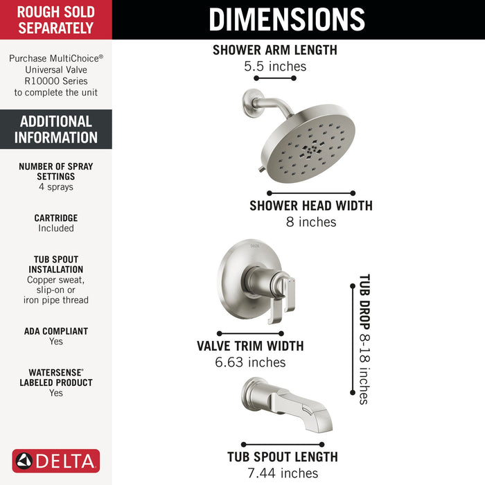Delta Tetra T17T489 17T Series Tub Shower Trim