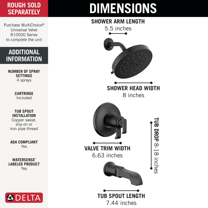 Delta Tetra T17T489 17T Series Tub Shower Trim