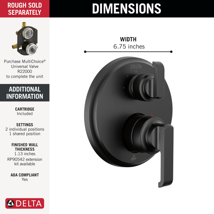 Delta Tetra T24889 14 Series Integrated Diverter Trim with 3-Setting