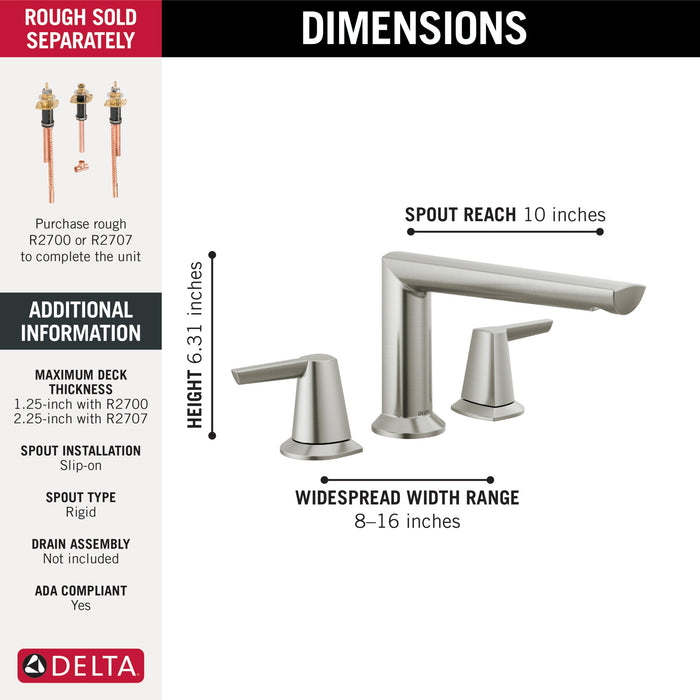 Delta Galeon T2771 3-Hole Roman Tub Trim