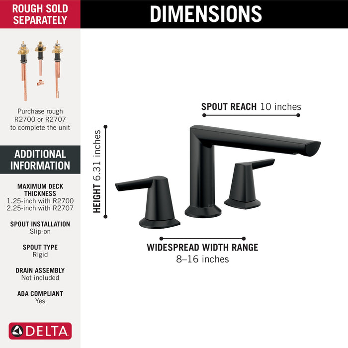 Delta Galeon T2771 3-Hole Roman Tub Trim