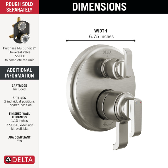 Delta Tetra T27889 17 Series Integrated Diverter Trim with 3-Setting