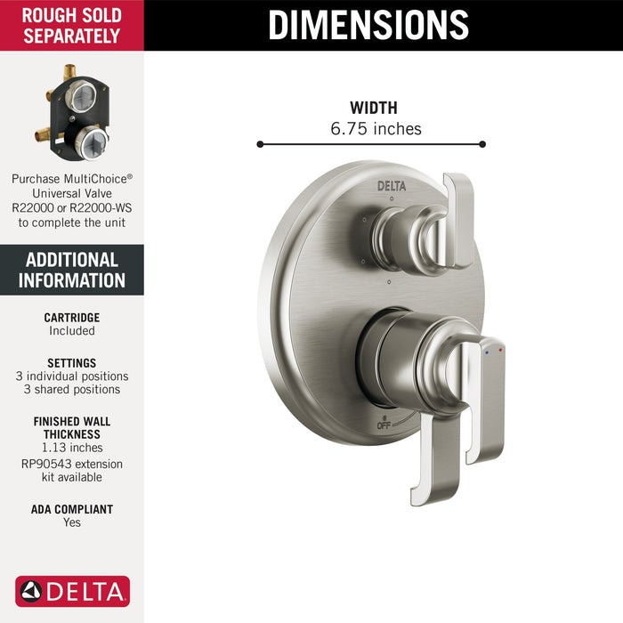 Delta Tetra T27989 17 Series Integrated Diverter Trim with 6-Setting