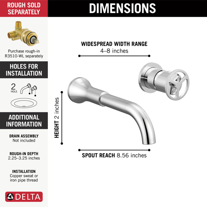 Delta Trinsic T3558LF Single Handle Wall Mount Bathroom Faucet Trim