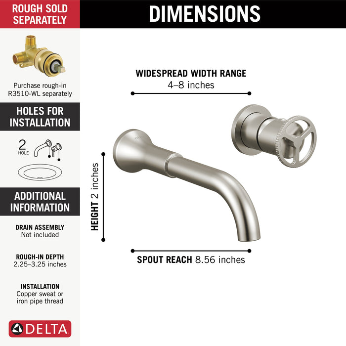 Delta Trinsic T3558LF Single Handle Wall Mount Bathroom Faucet Trim