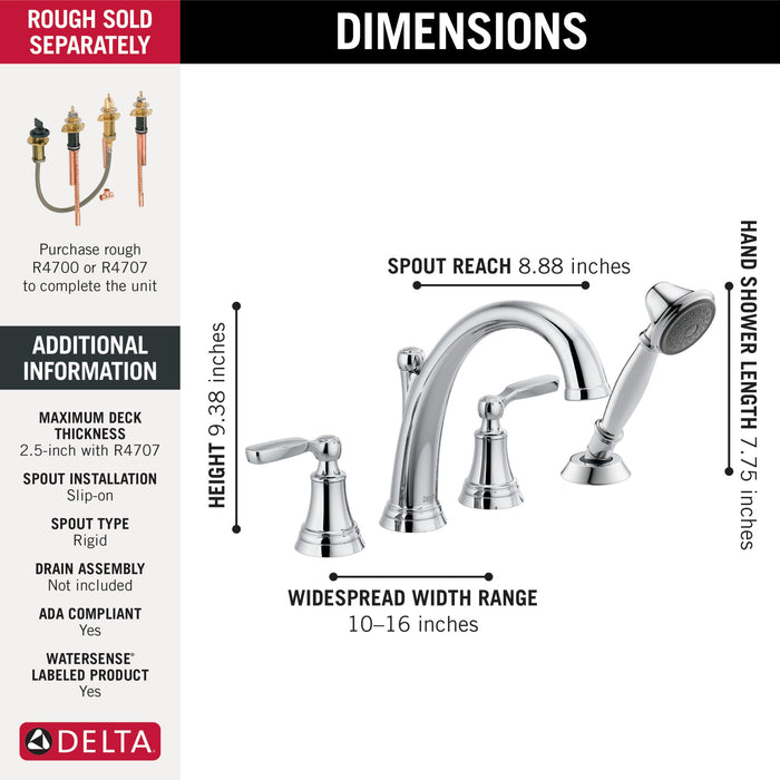 Delta Woodhurst T4732 Roman Tub with Handshower Trim