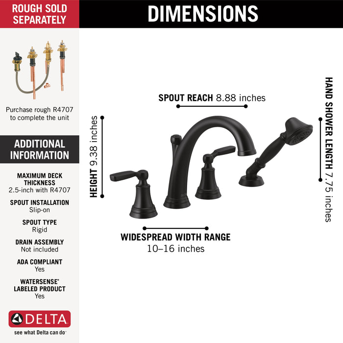 Delta Woodhurst T4732 Roman Tub with Handshower Trim