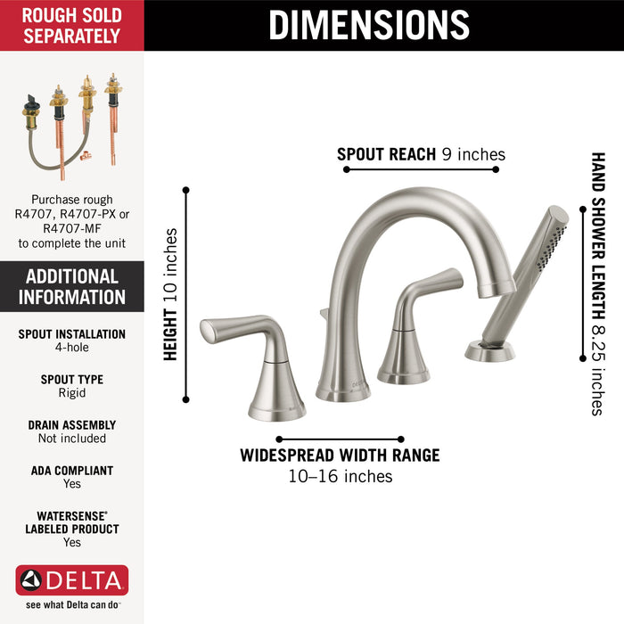 Delta Kayra T4733 Roman Tub Trim with Hand Shower