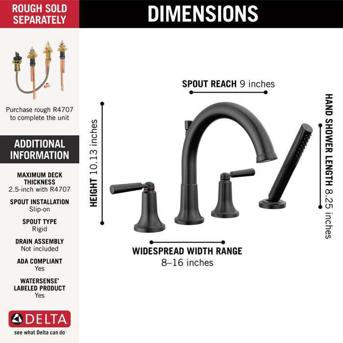Delta Saylor T4735 Roman Tub Trim with Hand Shower