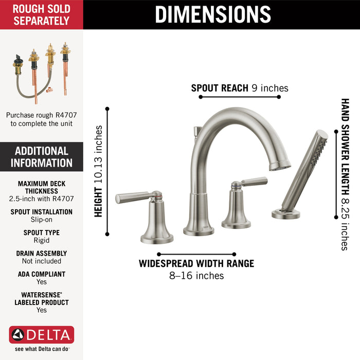 Delta Saylor T4735 Roman Tub Trim with Hand Shower