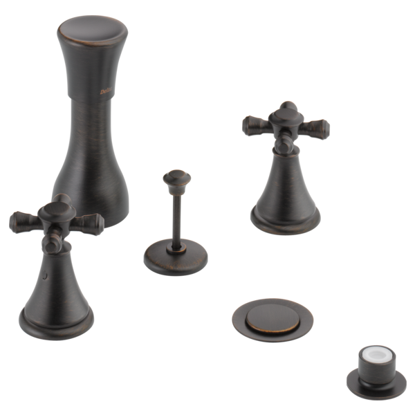 Delta Cassidy H295RB Metal Cross Handle Set - Deck Mount Bathroom & Bidet