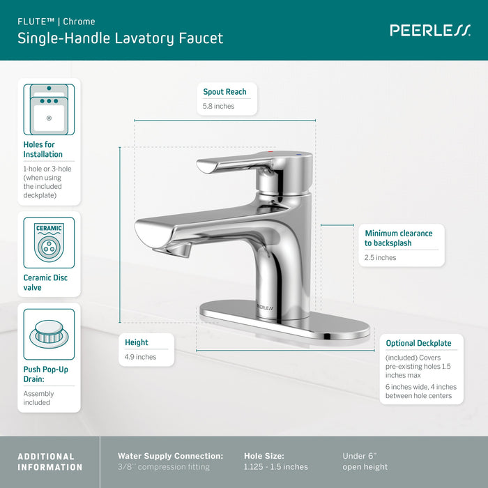 Peerless Flute P1512LF Single Top Handle Lavatory Faucet