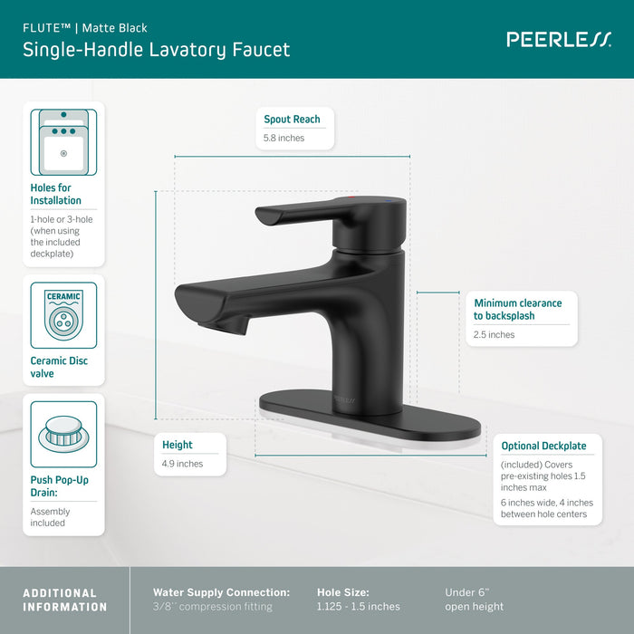 Peerless Flute P1512LF Single Top Handle Lavatory Faucet