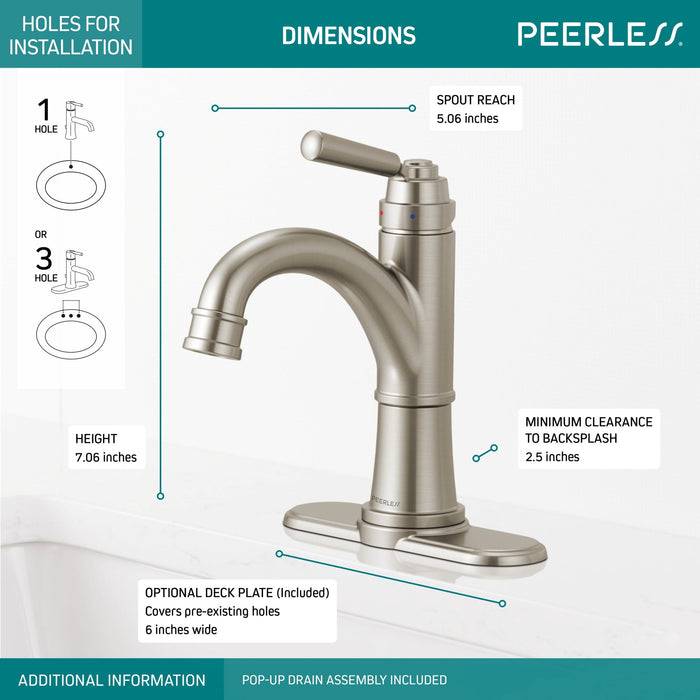 Delta Peerless Westchester:P1523LF Single-Handle Bathroom Faucet, brushed nickel - view 2