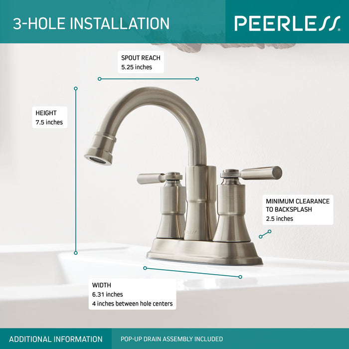 Peerless Westchester P2523LF Two-Handle Centerset Bathroom Faucet