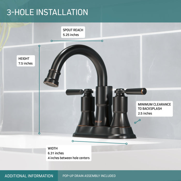 Peerless Westchester P2523LF Two-Handle Centerset Bathroom Faucet