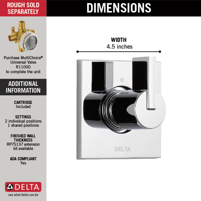 Delta Vero T11853 3-Setting 2-Port Diverter Trim