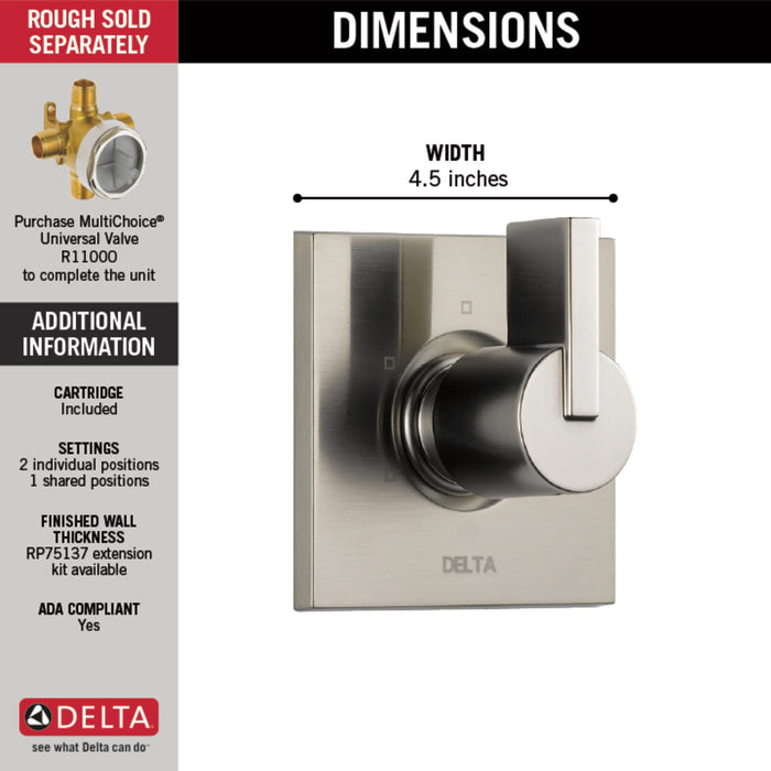 Delta Vero T11853 3-Setting 2-Port Diverter Trim