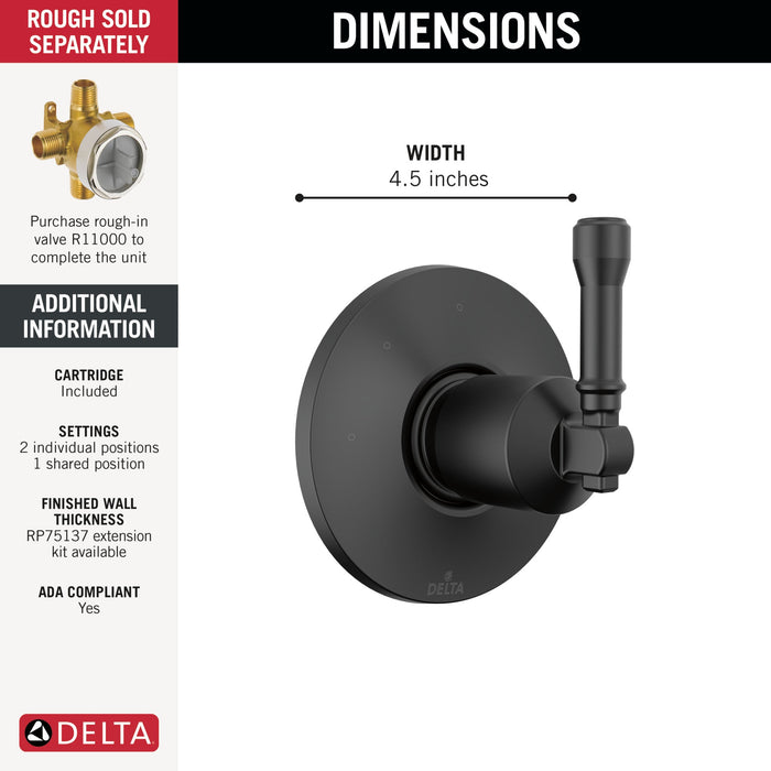 Delta Broderick T11884 3-Setting Diverter Trim