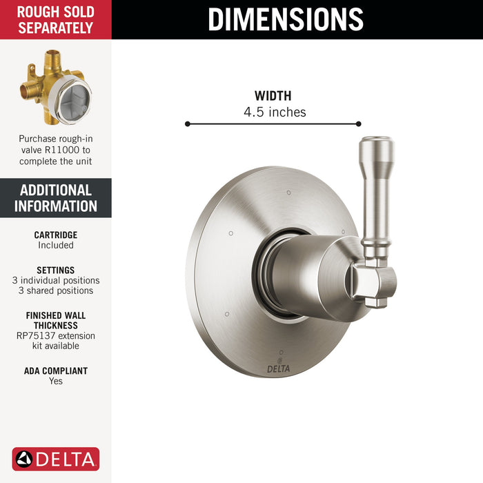 Delta Broderick T11984 6-Setting Diverter Trim