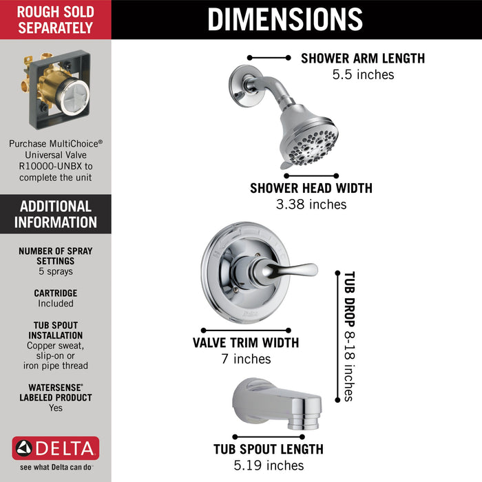 Delta T13420-PD Classic Monitor 13 Series Tub and Shower Trim