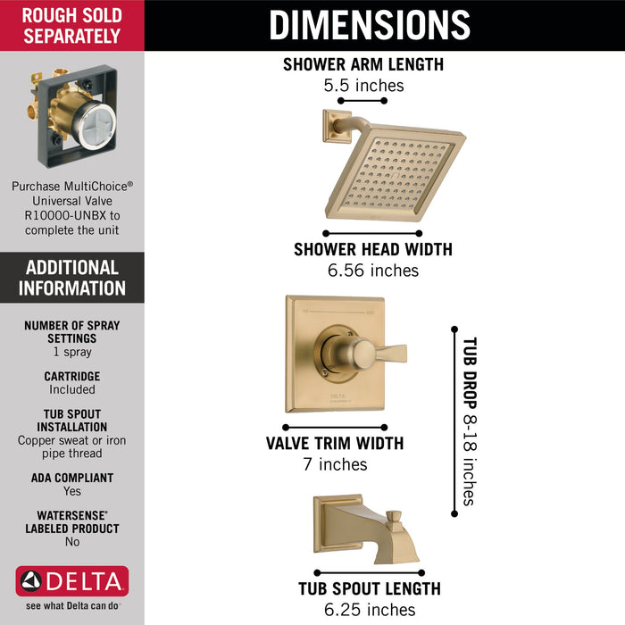 Delta Dryden:T14451 Monitor 14 Series Tub & Shower Trim