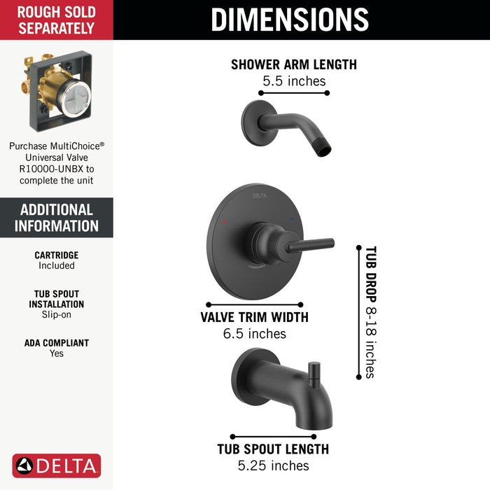Delta Trinsic T14459 Monitor 14 Series Tub & Shower Trim - Less Head