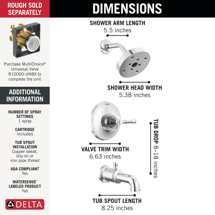 Delta Broderick T14484 14 Series Tub Shower Trim