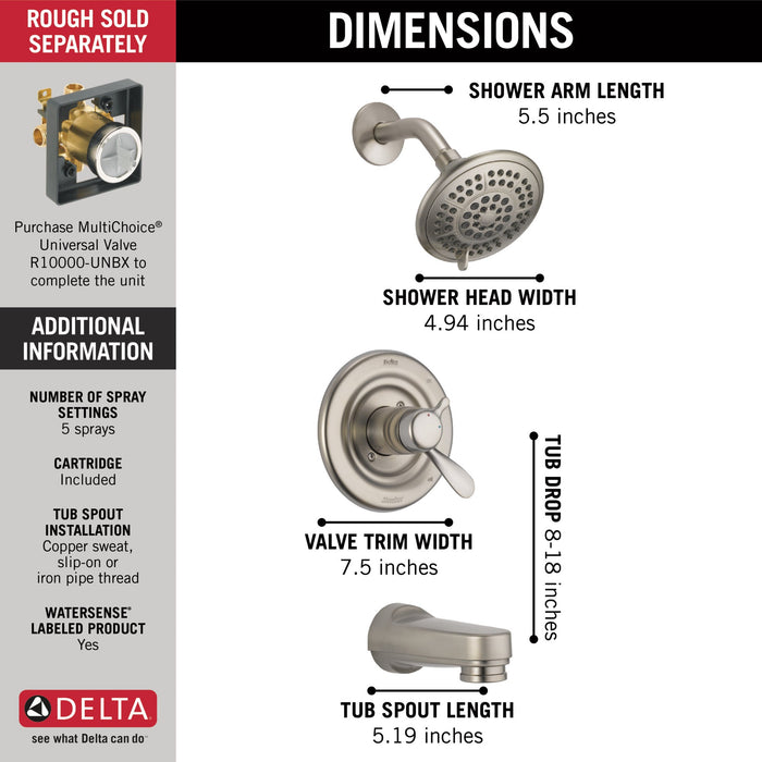Delta Classic T17430 Monitor 17 Series Tub & Shower Trim, stainless - view 2