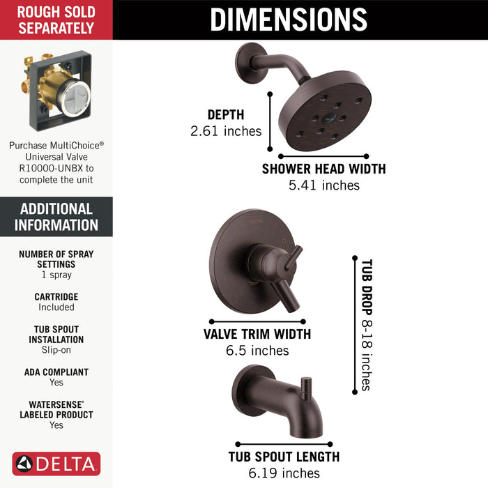 Delta Trinsic:T17459 Monitor 17 Series H2OKinetic Tub & Shower Trim