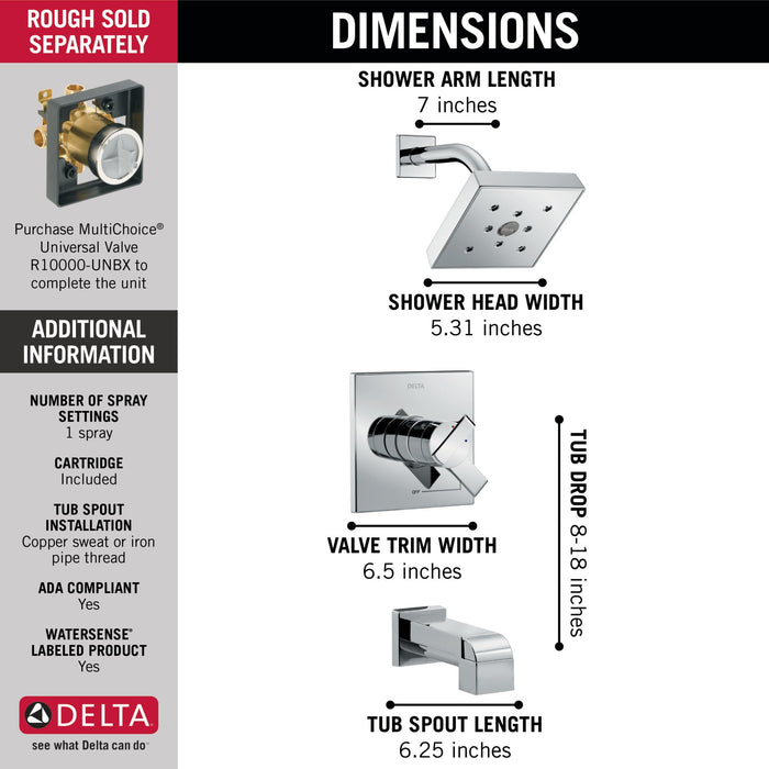 Delta Ara:T17467 Monitor 17 Series H2Okinetic Tub & Shower Trim