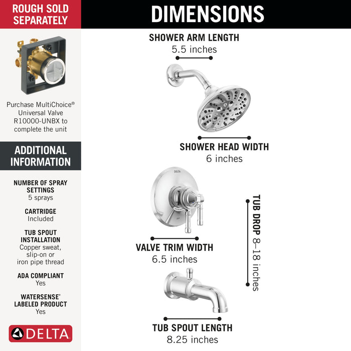 Delta Broderick T17484 17 Series Tub Shower Trim