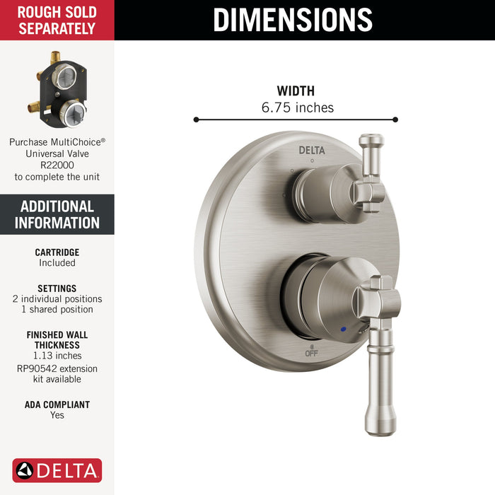 Delta Broderick T24884 14 Series Integrated Diverter Trim 3-Setting