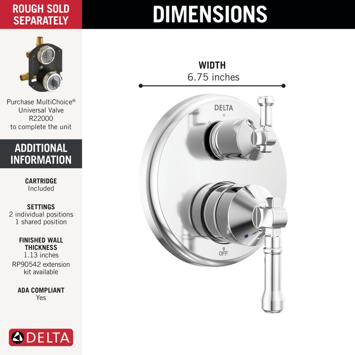 Delta Broderick T24884 14 Series Integrated Diverter Trim 3-Setting