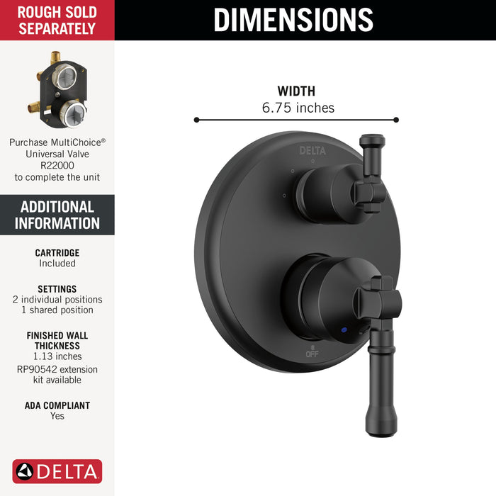 Delta Broderick T24884 14 Series Integrated Diverter Trim 3-Setting