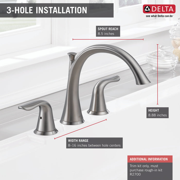 Delta Lahara T2738 Roman Tub Trim, stainless - view 3