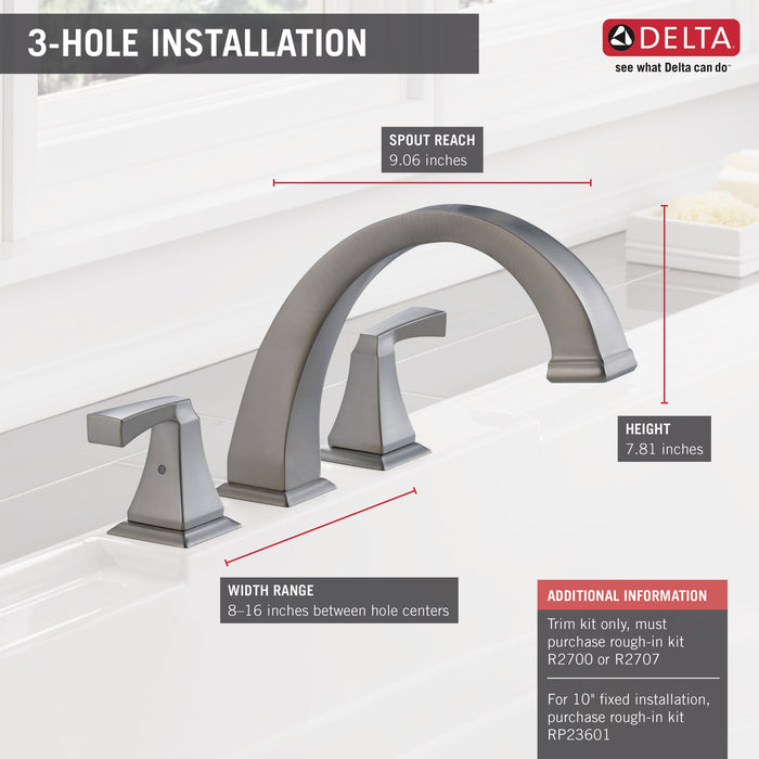 Delta Dryden T2751 Roman Tub Trim, stainless - view 5
