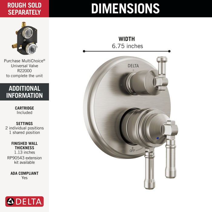 Delta Broderick T27884 17 Series Integrated Diverter Trim 3-Setting