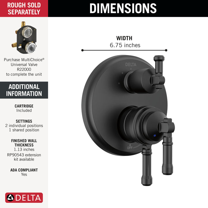 Delta Broderick T27884 17 Series Integrated Diverter Trim 3-Setting