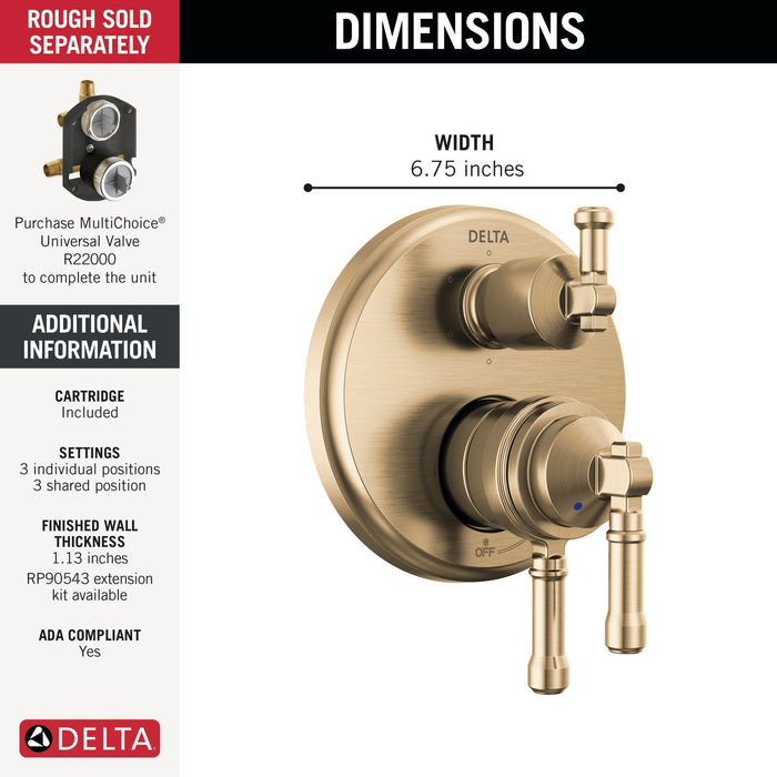 Delta Broderick T27984 17 Series Integrated Diverter Trim 6-Setting