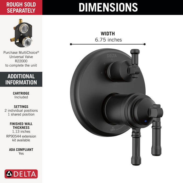 Delta Broderick T27T884 17T Series Integrated Diverter Trim 3-Setting