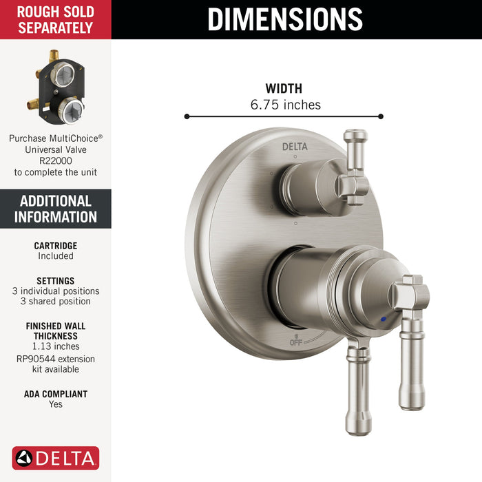 Delta Broderick T27T984 17T Series Integrated Diverter Trim 6-Setting