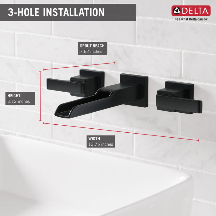 Delta Ara:T3568LF Two Handle Wall Mount Channel Bathroom Faucet Trim
